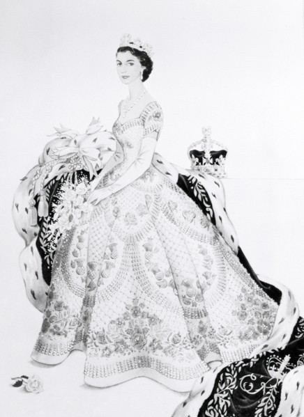 Croquis du couronnement de la reine Elisabeth II