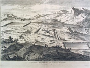 Lebrun et autres voyageurs, Ruines des fameux jardins et des vastes bassins de Salomon