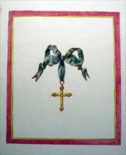 Croix mystique avec initiales KVASG et nœud de Salomon