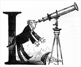 Astronomical telescope, illustration by Robida