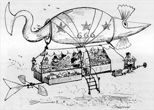 Airship-Omnibus, illustration by Robida