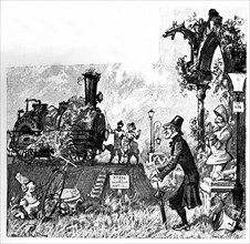 The last locomotive in the museum of Cluny, illustration by Robida