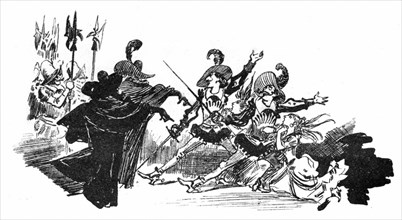La double troupe de la porte Saint-Martin, illustration de Robida