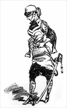 Woman in uniform, illustration by Robida