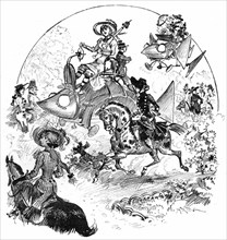 Hunting at the Fontainbleau woods, illustration by Robida