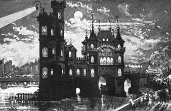 Gothic restaurant of the Nesle Tower, illustration by Robida