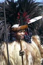 Le Roi Mswati III dansant la Umhlanga