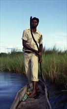 MAN IN MOKORO, TRIP FROM DELTA CAMP, BOTSWANA