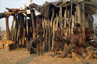 OVA HIMBA VILLAGE SCENE, NORTHERN NAMIBIA