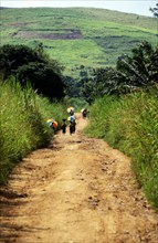 LOCALS WALKING DOWN DIRT ROAD, DEMOCRATIC REPUBLIC OF THE CONGO
