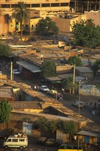 Street scene in the early morning, Bamako, Mali, taken from the top floor of Sofitel Hotel