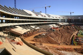 The construction site of Soccer City outside Soweto, South Africa, where the 2010 World Cup soccer