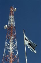 Telecommunications tower & Botswana Flag