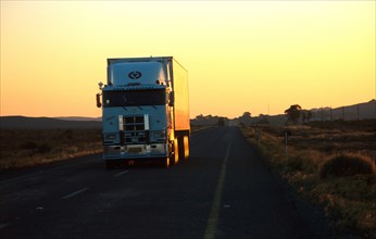 a truck on the N1 in the karoo