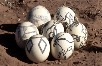 Decorated Ostrich eggs