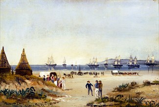British Settlers on shore at Algoa Bay
