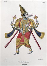 Vishnu, one of the gods of the Hindu trinity (trimurti) in his third avatar