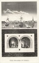 Schéma du tunnel à double arche de maçonnerie de M.I. Brunel