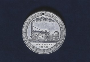 Reverse of medal struck to commemorate centenary of Stephenson's birth