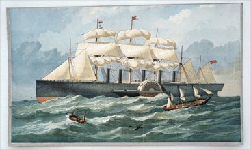 Le navire à vapeur "Great Eastern" de I.K. Brunel