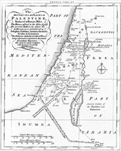 Carte de la Palestine indiquant les distances en miles romaines
