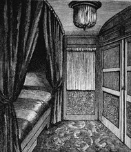 Engraving showing a sleeping compartment on the Orient Express, published c.1895
