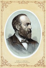 Engraving showing James Abram Garfield (1831-1881), 20th President of the United States