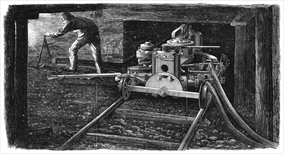 Hydraulic coal cutting machine, shown at the Paris International Exposition of 1867