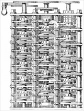 Engraving showing Babbage's 'difference machine'