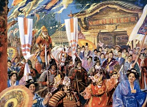 Impression représentant Yorimoto, guerrier japonais du 12e siècle