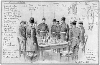 Russo-Japanese War 1904-1905: Generals Stoessel (Russian) and Nogi (Japanese) arranging terms for the capitulation of Port Arthur by the Russians.
