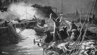 Russo-Japanese War 1904-5:  The Russian Baltic fleet bombarding English fishing boats