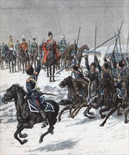 Russo-Japanese War 1904-1905, Tsar NIicholas  II reviewing Cossacks