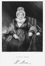 Gravure représentant Hannah More (1745-1833) Auteure, poétesse et dramaturge anglaise