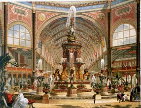 Chromolithograph showing the interior of the Crystal Palace during the International Exhibition of 1862