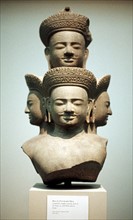 Photograph showing the five-headed bust of Shiva