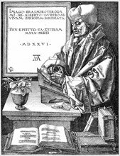Engraving showing Desiderus Erasmus