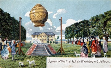 First ascent of Montgolfier hot air balloon, 1783