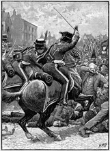 Le massacre de Peterloo le 16 aout 1819 a Manchester, Angleterre