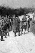 Guerre d'Indépendance des Etats-Unis d'Amérique : Paul Revere (1735-1818) patriote et orfèvre américain lors de sa chevauchée entre Boston et Lexington