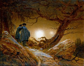 Friedrich, Homme et femme contemplant la lune