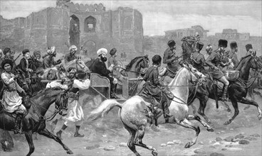 Abdul Rhaman Khan (1844-1901),  revenant au Palais de pierre apres une lutte armee pres du marais de Bala Hirsa