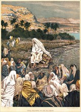 Jesus teaching on the sea shore. Bible, New Testament, St Matthew Ch 12