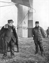 Flight-Sergeant Frantz and his mechanic Guenault who, on 5 October 1914 shot down a German Aviatik from their voisin biplane