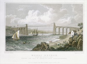 Thomas Telford's suspension bridge over Menai Straits, Wales, built 1820-1826