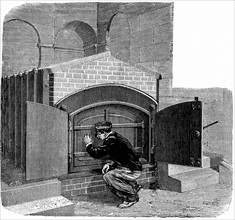 Cremation, furnace of the type to be installed in the Pere la Chaise crematorium