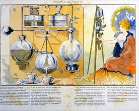 Coffee or tea making machine heated by a small spirit lamp