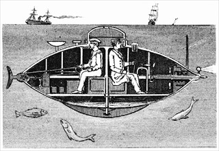 Electrically powered submarine, designed by Goubet, adopted by the Russian government