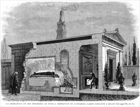 Cut- away view of Garini's cremation furnace used in Milan