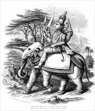 Indra, principal of the Vedic gods of India mounted on his elephant
